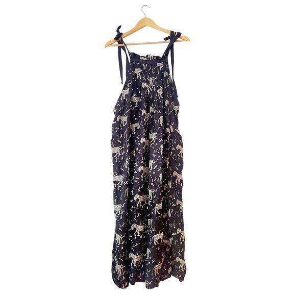 Free People Zebra Print Palazzo Pant Linen Blend Jumpsuit Black/White Size XS/S - Picture 1 of 10